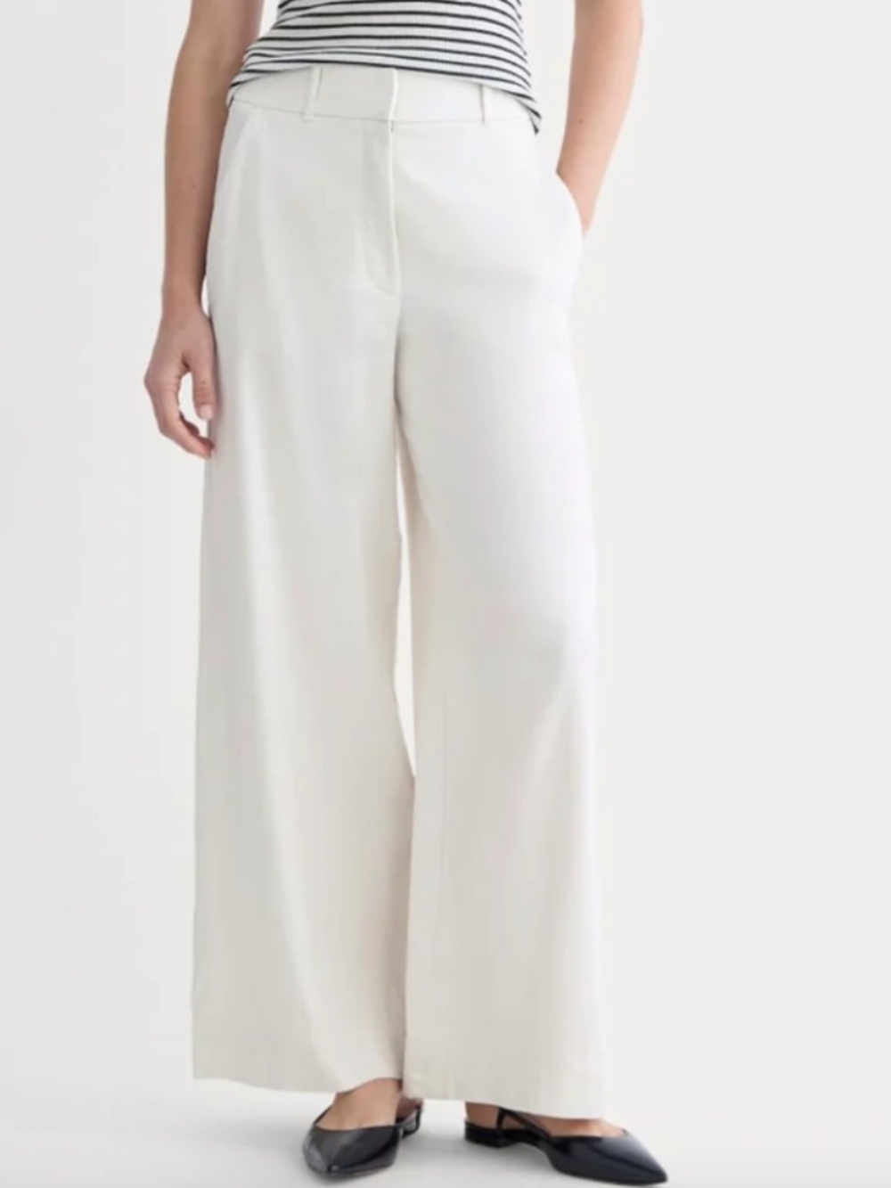 The Wide-Leg Pant in Stretch Linen | Natural Chambray